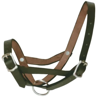 Black Leather Tethering Calf Halter