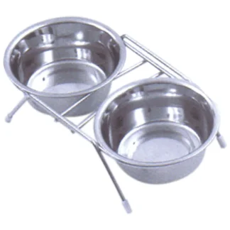 Stainless Pet Bowl Set & Stand Large